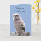 グリーティングカード – フクロウ誕生日の願い (黄色い花)