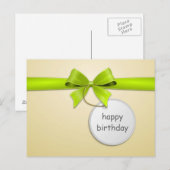グリーティングカード  ポストカード リボン ハッピーバースデー (正面/裏面)
