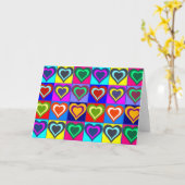 グリーティングカード – ポップ・アートのアートカラフルハート (黄色い花)