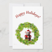 グリーティングカード - リースの中のサンタマウス シーズンカード (正面)