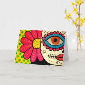 グリーティングカード"ローザメキシカーノ" – 死者の日 カード (黄色い花)