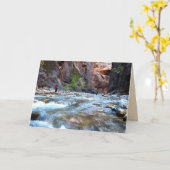 グリーティングカード、峡谷の急いで水、内空白の部 カード (黄色い花)