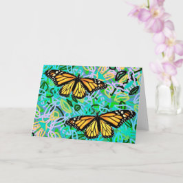 グリーティングカード（昆虫）オオカバマダラ、モナーク/抽象芸術ネ葉オン カード