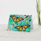 グリーティングカード(昆虫)オオカバマダラ、モナーク/抽象芸術ネ葉オン カード (正面)