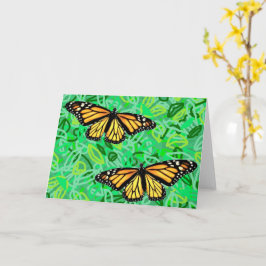 グリーティングカード（昆虫）オオカバマダラ、モナーク/葉抽象芸術 カード