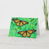グリーティングカード(昆虫)オオカバマダラ、モナーク/葉抽象芸術 カード (正面)
