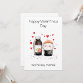 グリーティングカード – 私たちは大豆の仲間だ!かわいい寿司 (正面/裏面インサイチュ)