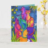 グリーティングカード - 自慢の座り姿 (黄色い花)