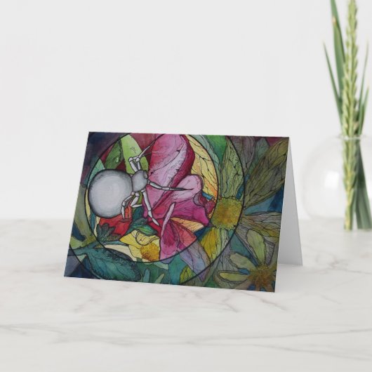 グリーティングカード：「花蜘蛛」 カード (正面)