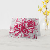 グリーティングカード – 赤と白のカーネーション (黄色い花)