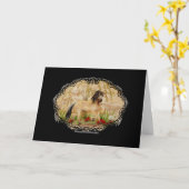 グリーティングカード – 金ゴールドユニコーン (黄色い花)