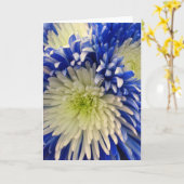 グリーティングカード – 青と白のスパイダーマム (黄色い花)