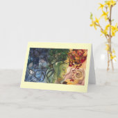 グリーティングカード：「鹿の女性」 カード (黄色い花)