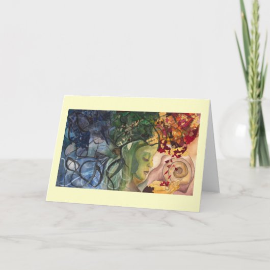 グリーティングカード：「鹿の女性」 カード (正面)