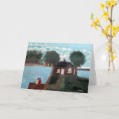 グリーティングカード:A.二人が船室でデッキに上がる カード (黄色い花)