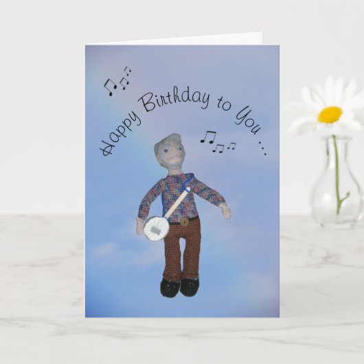 グリーティングカード – Banjo Player (小さな植物)