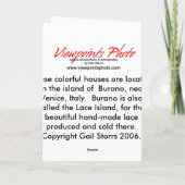 グリーティングカード： Burano Bridge カード (裏面)