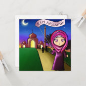グリーティングカード「Eid Mubarak」とスケッチ カード (正面/裏面インサイチュ)