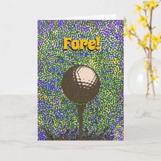 グリーティングカード – Golf Ball on Tee (黄色い花)