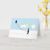 グリーティングカード- Kite飛んでいるお祝い カード (黄色い花)