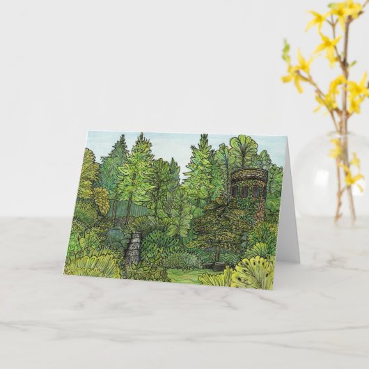 グリーティングカード – Longwood Gardens時計塔 (黄色い花)