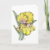 グリーティングカード – NGA水彩&インク – イエローアイリス (正面)