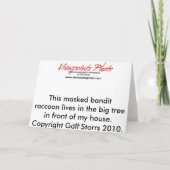 グリーティングカード： Racoon カード (裏面)