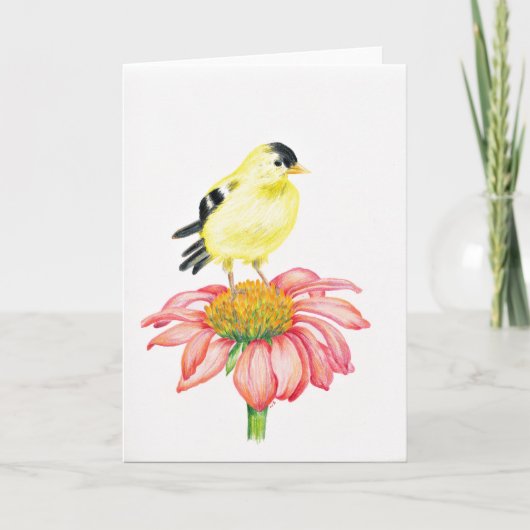 グリーティングカードGoldfinch & Coneflower カード (正面)