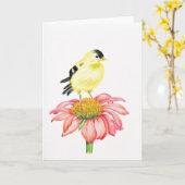 グリーティングカードGoldfinch & Coneflower カード (黄色い花)