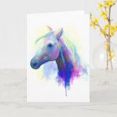 グリーティングカー数々のド、抽象芸術色の頭の馬 カード (黄色い花)