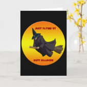 グリーティングカ飛んでいるードだけで魔女 カード (黄色い花)