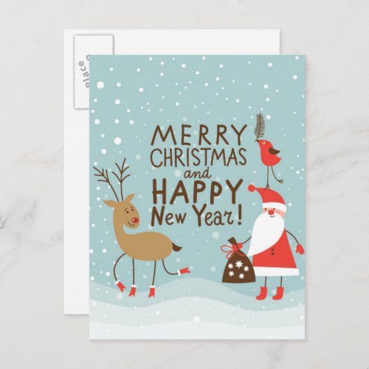 グリーティングクリスマスと年賀状 シーズンポストカード (正面/裏面)