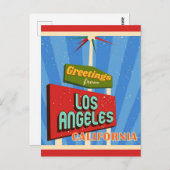 グリーティングスfromロサンゼルスカリフォルニアレトロ ポストカード (正面/裏面)