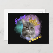 グリーティングソレズグレイ虎猫クイーンキャット ポストカード (正面/裏面)