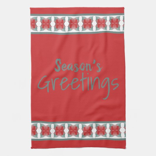 グリーティングディスタオルホリデーシーズンinバーンドレッド キッチンタオル (縦)