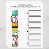 グリーティングトレースと照合ワークシー子供へト (正面/裏面)