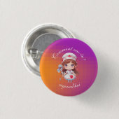 グリーティングバッジフランスのボタン付き可愛いナース 缶バッジ (正面&裏面)