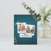 グリーティング付きグリーンカラークリスマスフォトカード (スタンド正面)