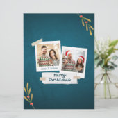 グリーティング付きグリーンカラークリスマスフォトカード カード (スタンド正面)