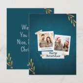 グリーティング付きグリーンカラークリスマスフォトカード シーズンカード (正面/裏面)