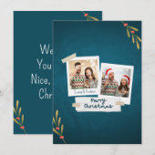 グリーティング付きグリーンカラークリスマスフォトカード シーズンカード (正面/裏面)