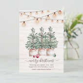 グリーティング素朴付きクリスマスツリーホリデーカード シーズンカード (スタンド正面)