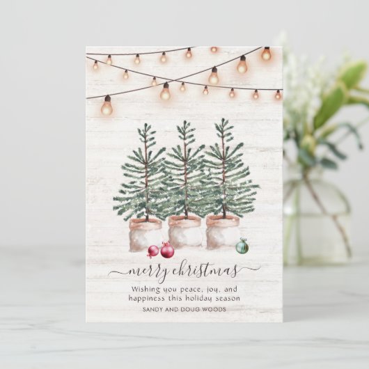グリーティング素朴付きクリスマスツリーホリデーカード シーズンカード (スタンド正面)