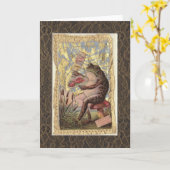 グリーティン空白のグカードビクトリアンコラージュのカエルの花 カード (黄色い花)