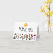 グリーテカラフルィングカードに感謝の意を込めた動物 カード (黄色い花)