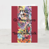 グリーテスペインのィングカード、フェリズ15thキンセアニェラ 招待状 (正面)