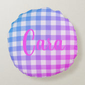グリードジンガムピンクブルーモダンシンプル名 ラウンドクッション (裏面)