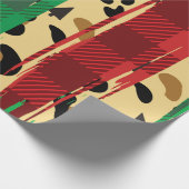 グリードレッド&グリーンレオパード印刷クリスマスラッピング ラッピングペーパー (角)