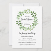 グリーナリーウォーターカラーグリーンリースブライダルシャワー 招待状 (正面)
