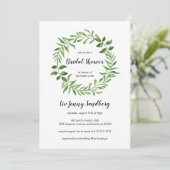 グリーナリーウォーターカラーグリーンリースブライダルシャワー 招待状 (スタンド正面)